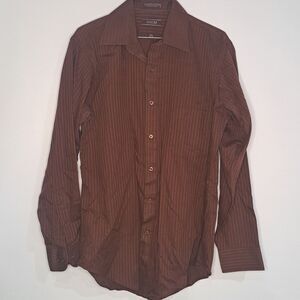 Vintage AXIOM Men's Shirt Large Maroon Red Striped Cotton Button Down USA Made